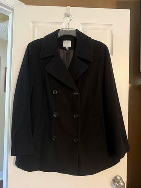 croft & barrow Black Double-Breasted Peacoat